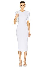 Enza Costa Silk Rib Half Sleeve Midi Dress in White, view 1, click to view large image.