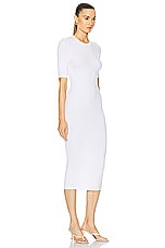 Enza Costa Silk Rib Half Sleeve Midi Dress in White, view 2, click to view large image.