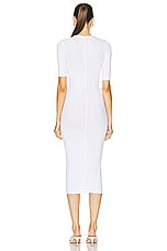 Enza Costa Silk Rib Half Sleeve Midi Dress in White, view 3, click to view large image.
