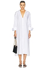 Enza Costa Poplin Shirt Dress in White, view 1, click to view large image.