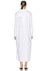 Enza Costa Poplin Shirt Dress in White, view 3, click to view large image.