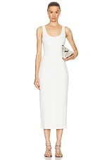 Enza Costa Textured Jacquard Tank Dress in Off White, view 1, click to view large image.