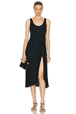 Enza Costa Matte Jersey Draped Knot Dress in Black, view 1, click to view large image.