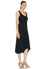 Enza Costa Matte Jersey Draped Knot Dress in Black, view 2, click to view large image.