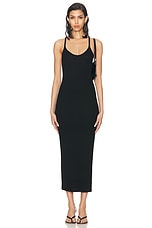 Enza Costa Silk Rib U Neck Midi Dress in Black, view 1, click to view large image.