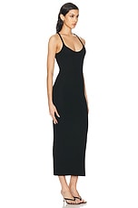 Enza Costa Silk Rib U Neck Midi Dress in Black, view 2, click to view large image.