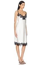 Enza Costa Hammered Satin Slip Dress in Off White, view 2, click to view large image.