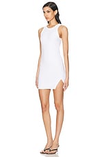 Enza Costa Slit Mini Dress in White, view 3, click to view large image.