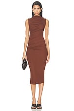 Enza Costa Silk Knit Sleeveless Twist Midi Dress in Nutshell, view 1, click to view large image.