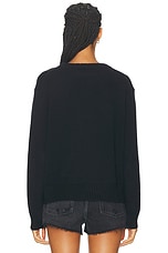 Enza Costa Cashmere Cotton Long Sleeve Crewneck Sweater in Black, view 3, click to view large image.