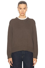 Enza Costa Cashmere Cotton Long Sleeve Crewneck Sweater in Fatigue, view 1, click to view large image.