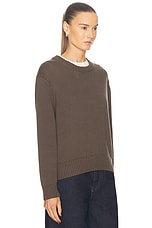 Enza Costa Cashmere Cotton Long Sleeve Crewneck Sweater in Fatigue, view 2, click to view large image.