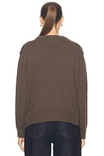 Enza Costa Cashmere Cotton Long Sleeve Crewneck Sweater in Fatigue, view 3, click to view large image.