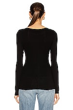 Enza Costa Silk Rib Fitted Long Sleeve Cardigan in Black, view 3, click to view large image.