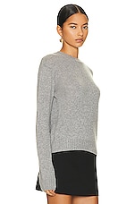 Enza Costa Long Sleeve Cashmere Crew Neck Sweater in Heather Grey, view 2, click to view large image.