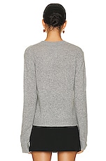 Enza Costa Long Sleeve Cashmere Crew Neck Sweater in Heather Grey, view 3, click to view large image.