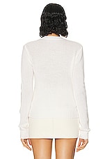 Enza Costa Long Sleeve Cashmere Crew Neck Sweater in Chalk, view 3, click to view large image.