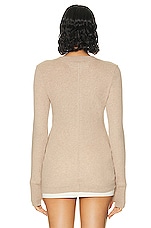 Enza Costa Cashmere Easy Cuffed Crew Neck Sweater in Khaki, view 3, click to view large image.