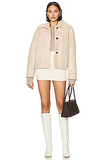 Enza Costa Cashmere Easy Cuffed Crew Neck Sweater in Khaki, view 4, click to view large image.