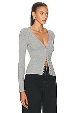 Enza Costa Long Sleeve V Cardigan in Grey, view 2, click to view large image.