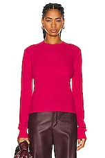 Enza Costa Pure Cashmere Crewneck Sweater in Fuchsia, view 1, click to view large image.