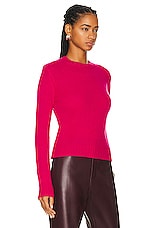 Enza Costa Pure Cashmere Crewneck Sweater in Fuchsia, view 2, click to view large image.
