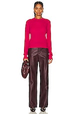 Enza Costa Pure Cashmere Crewneck Sweater in Fuchsia, view 4, click to view large image.