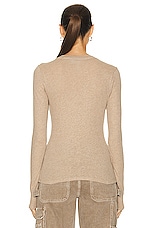 Enza Costa Cashmere Long Sleeve Cardigan in Khaki, view 3, click to view large image.