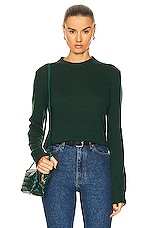 Enza Costa Pure Cashmere Crew Sweater in Malachite, view 1, click to view large image.