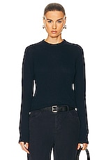 Enza Costa Pure Cashmere Crew Sweater in Navy, view 1, click to view large image.