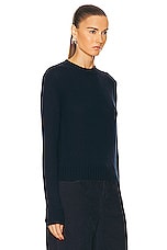 Enza Costa Pure Cashmere Crew Sweater in Navy, view 2, click to view large image.