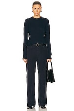 Enza Costa Pure Cashmere Crew Sweater in Navy, view 4, click to view large image.