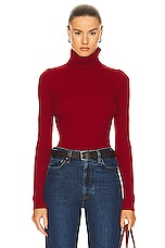 Enza Costa Rib Turtleneck Sweater in Red, view 1, click to view large image.