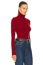 Enza Costa Rib Turtleneck Sweater in Red, view 2, click to view large image.