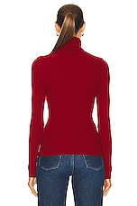 Enza Costa Rib Turtleneck Sweater in Red, view 3, click to view large image.