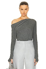 Enza Costa Souch Sweater in Heather Grey, view 1, click to view large image.