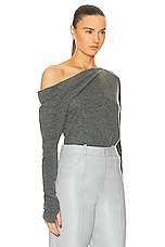 Enza Costa Souch Sweater in Heather Grey, view 2, click to view large image.