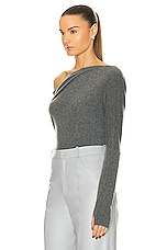 Enza Costa Souch Sweater in Heather Grey, view 3, click to view large image.