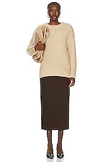 Enza Costa Oversized Long Sleeve Crew Sweater in Clay, view 4, click to view large image.