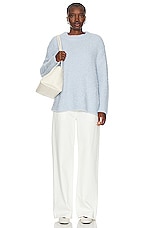 Enza Costa Oversized Long Sleeve Crew Sweater in Powder Blue, view 4, click to view large image.