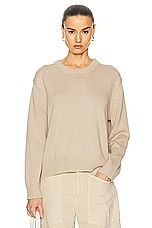 Enza Costa Chunky Cotton Long Sleeve Crew Sweater in Sand, view 1, click to view large image.