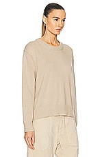 Enza Costa Chunky Cotton Long Sleeve Crew Sweater in Sand, view 2, click to view large image.