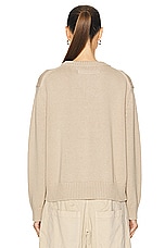Enza Costa Chunky Cotton Long Sleeve Crew Sweater in Sand, view 3, click to view large image.