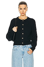 Enza Costa Chunky Cotton Cardigan in Black, view 1, click to view large image.