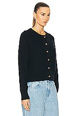 Enza Costa Chunky Cotton Cardigan in Black, view 2, click to view large image.
