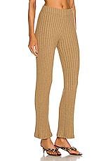 Enza Costa Lurex Sweater Rib Pant in Sand & Gold, view 2, click to view large image.