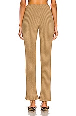Enza Costa Lurex Sweater Rib Pant in Sand & Gold, view 3, click to view large image.