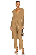 Enza Costa Lurex Sweater Rib Pant in Sand & Gold, view 4, click to view large image.