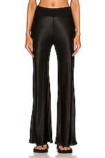 Enza Costa Satin Bias Cut Pant in Black, view 1, click to view large image.
