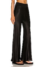 Enza Costa Satin Bias Cut Pant in Black, view 2, click to view large image.